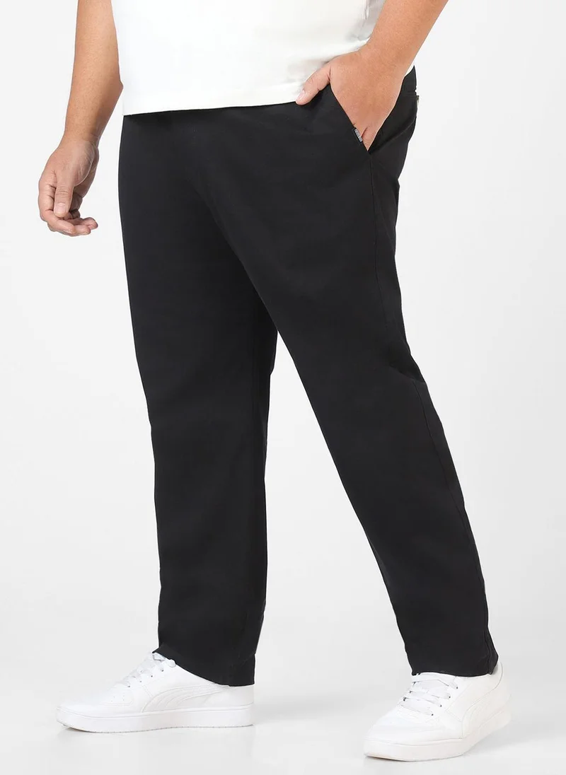 Urbano Fashion  Urbano Plus Men's Black Cotton Regular Fit Casual Chinos Trousers Stretch for Men | Best Price UAE